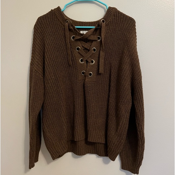 American Eagle Outfitters Sweaters - American Eagle Oversized Lace Up Sweater